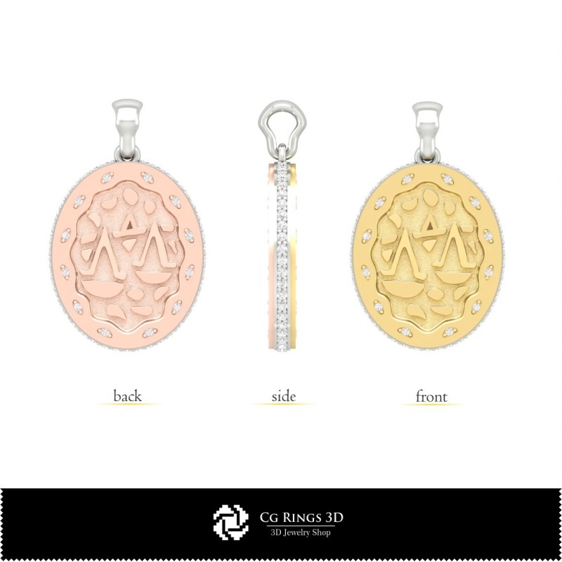 3D Damen Waage Sternzeichen Anhänger Zuhause, Schmuck 3D CAD, Anhänger 3D CAD, 3D Sternzeichen Anhänger