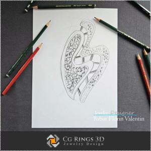 Croquis de Pendentif Coeur-Bijoux Design 2