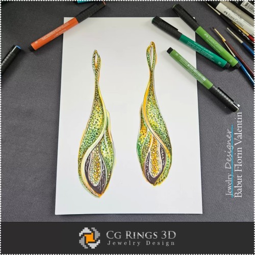 耳环草图 - 珠宝设计