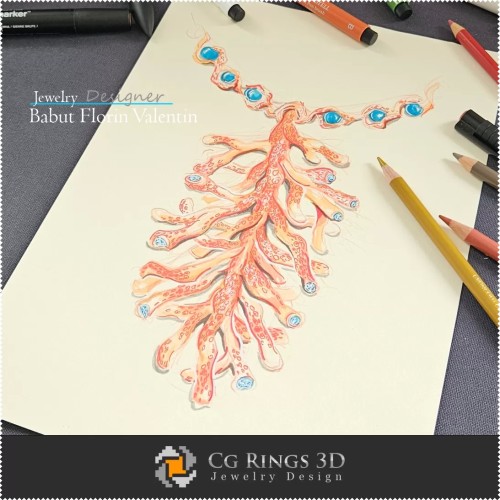 Boceto de colgante de coral - Diseño de joyería