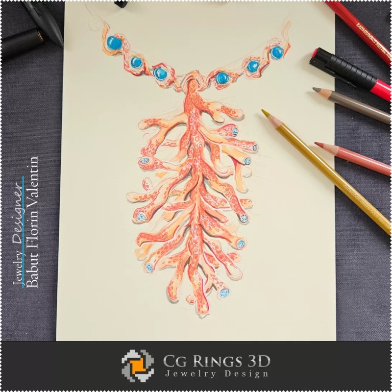 Boceto de colgante de coral - Diseño de joyería
