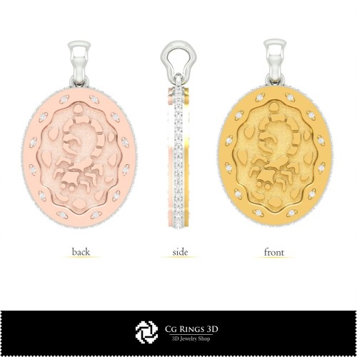 Colgante 3D Signo Escorpio para Mujer, Joyería CAD 3D, Colgantes CAD 3D, Colgantes Zodiacales 3D