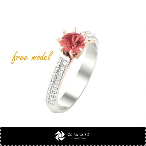 Bague de fiançailles CAO 3D - Modèle 3D gratuit, CAO joaillerie 3D, Bijoux 3D gratuits, Bagues CAO 3D
