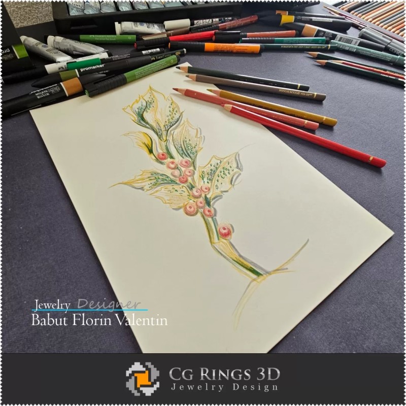 Boceto de broche - Diseño de joyería