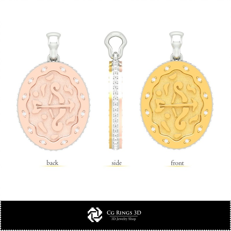 3D Damen-Schütze Sternzeichen-Anhänger Zuhause, Schmuck 3D CAD, Anhänger 3D CAD, 3D Sternzeichen-Anhänger
