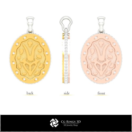 3D Damen Steinbock Sternzeichen Anhänger Zuhause, Schmuck 3D CAD, Anhänger 3D CAD, 3D Sternzeichen Anhänger