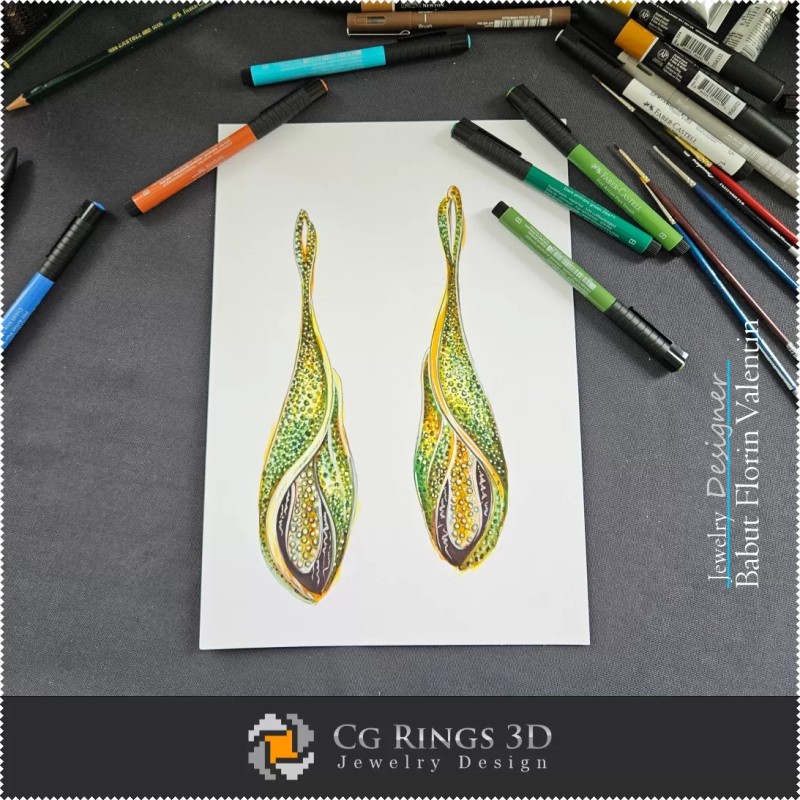 Boucles d'oreilles Design - Conception de haute...