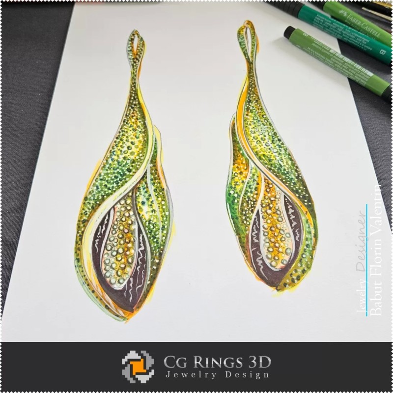 Boucles d'oreilles Design - Conception de haute...