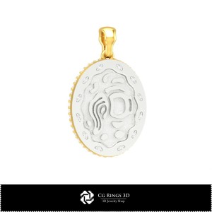 3D Damen Wassermann Sternzeichen Anhänger Zuhause, Schmuck 3D CAD, Anhänger 3D CAD, 3D Sternzeichen Anhänger 2