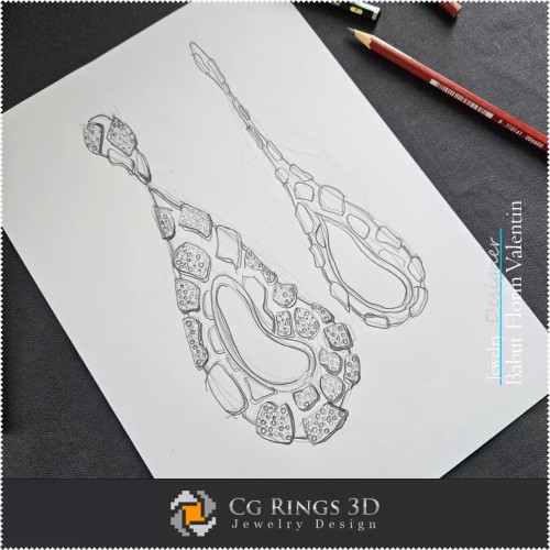 Ohrring-Skizze-Schmuckdesign