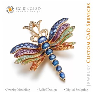 Libellen-Anhänger mit Melodie der Farben - 3D-CAD-Schmuck 2
