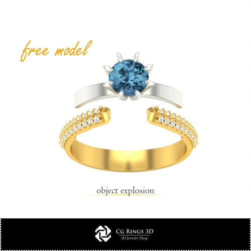 3D CAD Engagement Ring - Free 3D Model Home, Jewelry 3D CAD, Free 3D Jewelry, Rings 3D CAD 