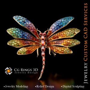 Colgante Libélula con Melodía de Colores - CAD 3D Joyería 2