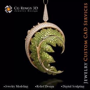 Fern Pendant with Melody of Colours - 3D CAD Jewelry 2