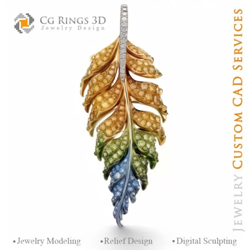 Ciondolo Felce con Melodia di Colori - Gioielleria 3D CAD