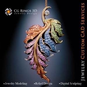 Ciondolo Felce con Melodia di Colori - Gioielli 3D CAD