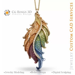 Farn-Anhänger mit Melodie der Farben - 3D CAD Schmuck 2