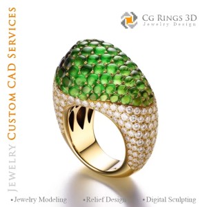 Bague avec Peridot Diamants - Joaillerie 3D CAO 2