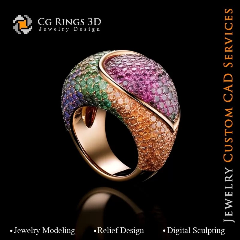 Flower Ring with Melody of Colours - 3D CAD...
