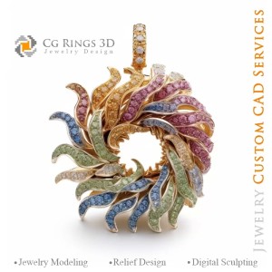 蕨叶吊坠 —— 色彩旋律 · 3D CAD 珠宝 2
