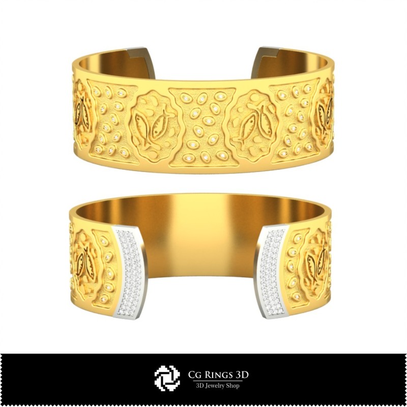 Brățară 3D zodie Pești pentru femei, decor pentru casă, bijuterii CAD 3D, brățări CAD 3D, brățări 3D, brățară tip manșetă 3D,