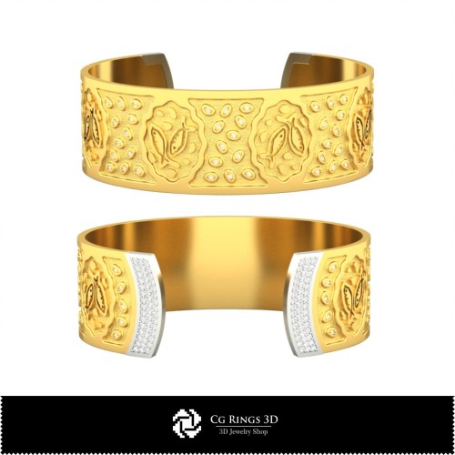 Bracciale 3D Donna Segno Zodiacale Pesci per la Casa, Gioielli CAD 3D, Braccialetti CAD 3D, Braccialetti 3D, Bracciale Cuff 3D,