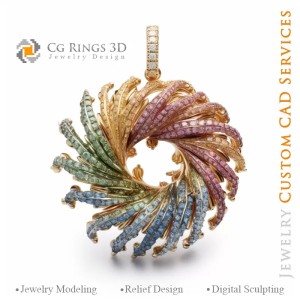 Pendentif Fougère avec Mélodie de Couleurs - Joaillerie... 2
