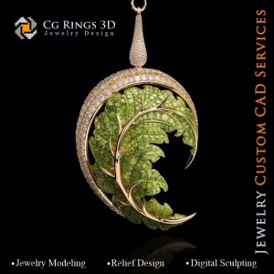 Farn-Anhänger mit Melodie der Farben - 3D CAD Schmuck 2