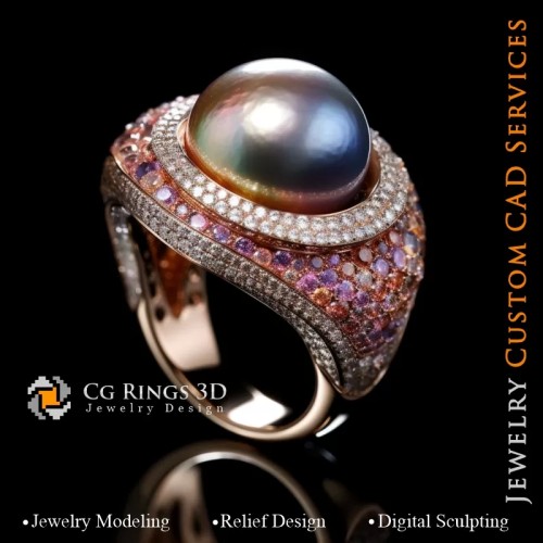 Anillo con Perla - CAD 3D de Joyería