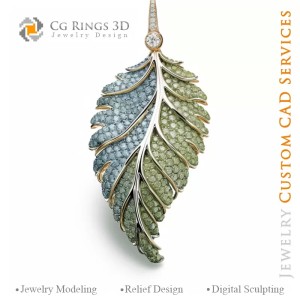 Pendentif Fougère avec Mélodie de Couleurs - Joaillerie...