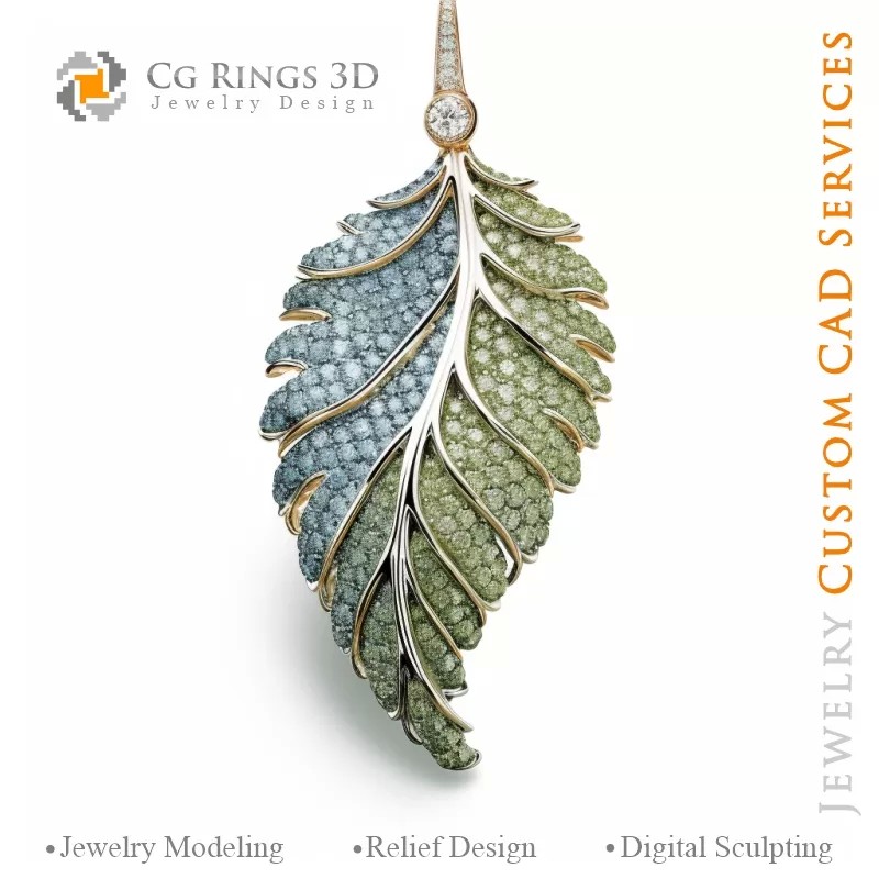Pendentif Fougère avec Mélodie de Couleurs -...