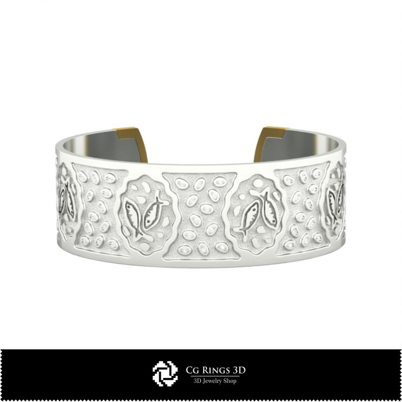Brățară 3D zodie Pești pentru femei, decor pentru casă, bijuterii CAD 3D, brățări CAD 3D, brățări 3D, brățară tip manșetă 3D,