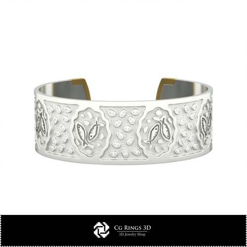 Bracciale 3D Donna Segno Zodiacale Pesci per la Casa, Gioielli CAD 3D, Braccialetti CAD 3D, Braccialetti 3D, Bracciale Cuff 3D,
