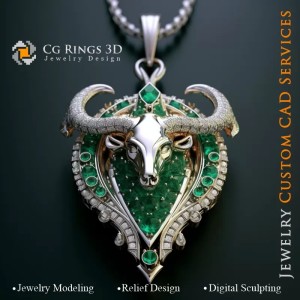 Stier-Anhänger - Schmuck 3D CAD 2