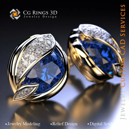 Manschettenknöpfe Blatt - Schmuck 3D CAD