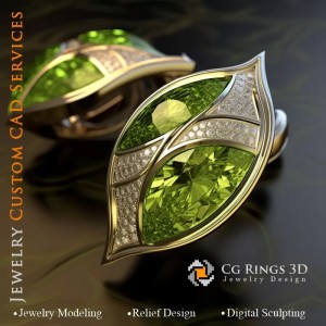 Cufflinks Leaf - Jewelry 3D CAD 2