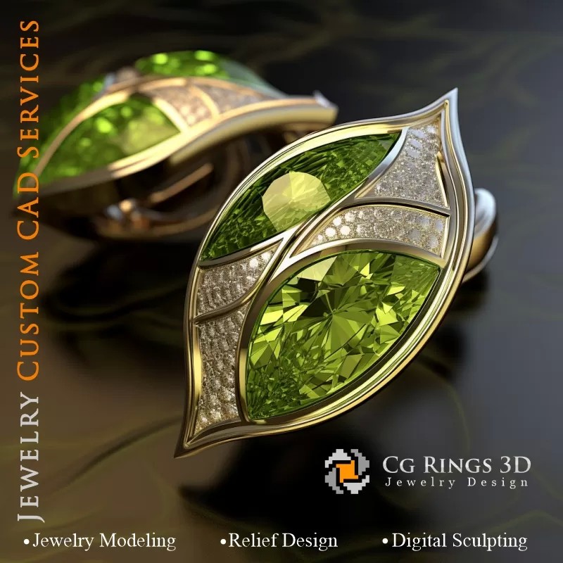袖扣叶片 - 珠宝 3D CAD