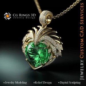 Anhänger mit Smaragd - 3D CAD Schmuck