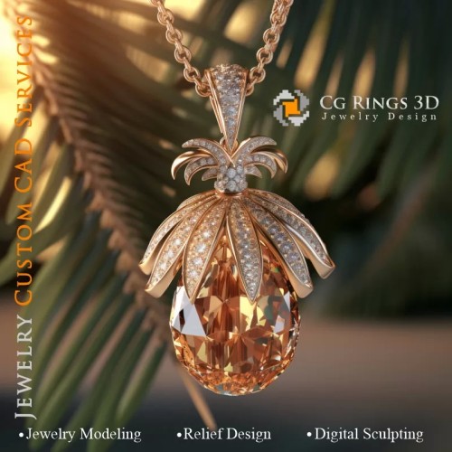 Anhänger mit Citrin - 3D CAD Schmuck