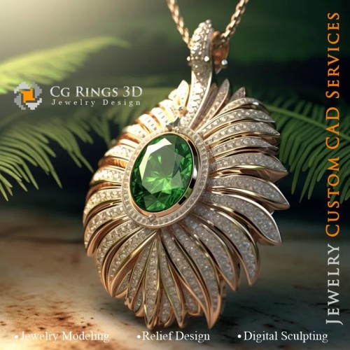 祖母绿吊坠 - 3D CAD 珠宝