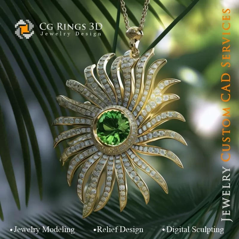 Colgante con Esmeralda - Joyería CAD 3D