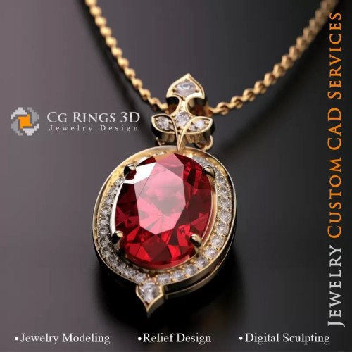 Anhänger mit Rubin - 3D CAD Schmuck