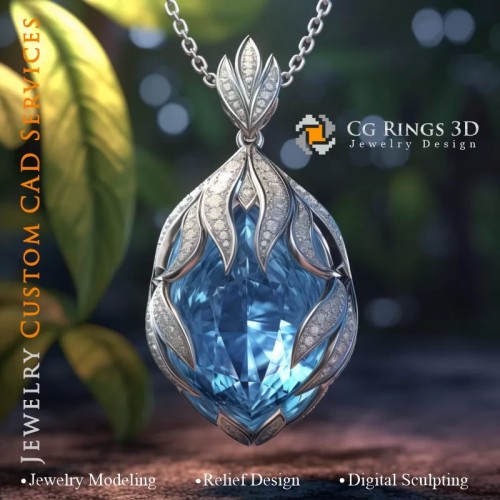 Pendente con Aquamarina - Gioielli 3D CAD