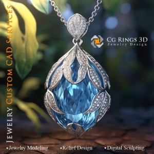 Pendentif Aigue-Marine - Joaillerie 3D CAO 2