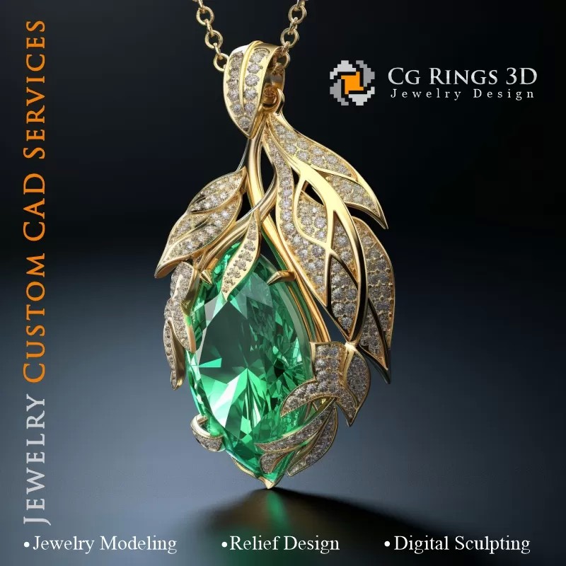 Anhänger mit Smaragd - 3D-CAD Schmuck