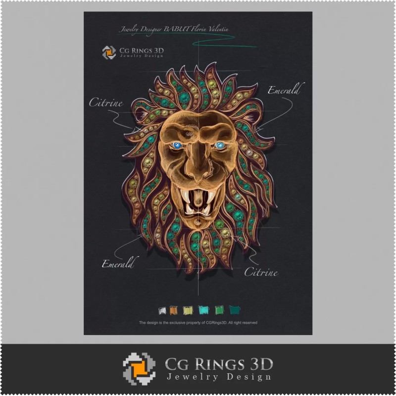 Jewelry Design (Digital) - Lion Pendant Design