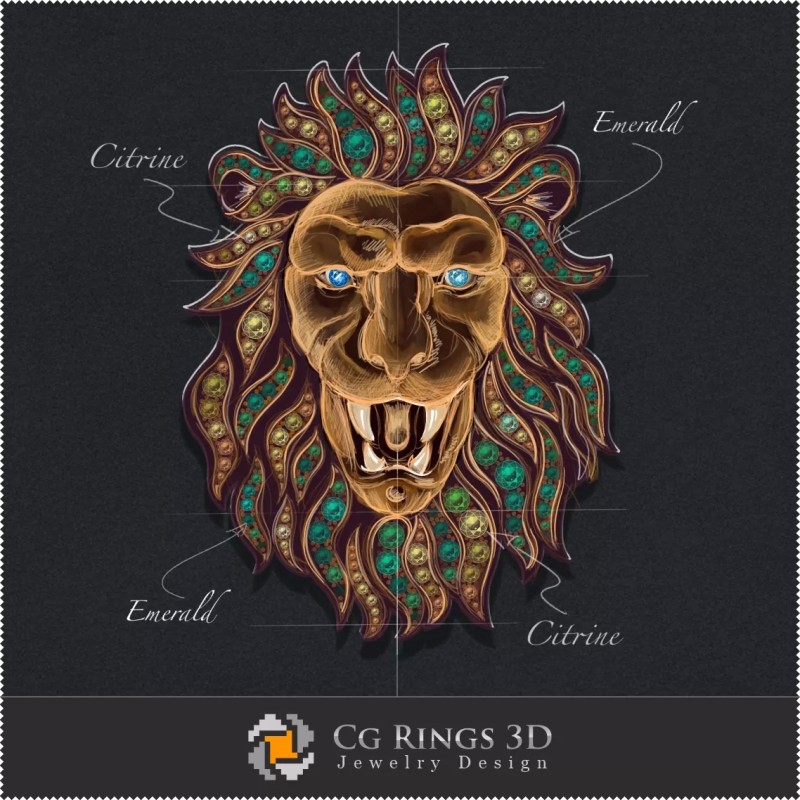Jewelry Design (Digital) - Lion Pendant Design