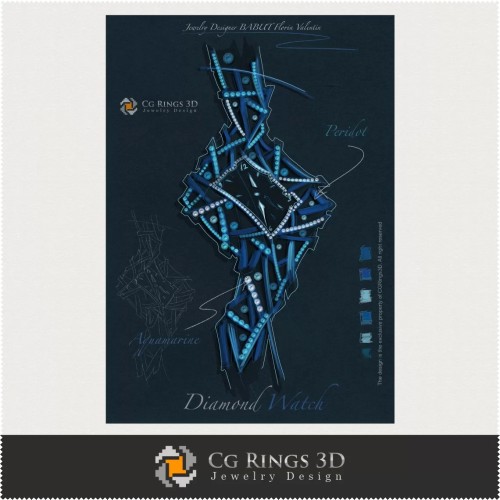 Design Joaillerie (Numérique) - Croquis d'horloge