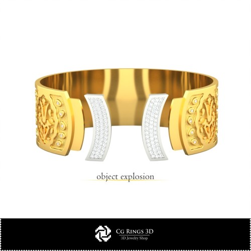 Pulsera 3D para mujer Capricornio, Joyería CAD 3D, Pulseras CAD 3D, Pulseras 3D, Pulsera rígida 3D, Pulseras del zodiaco