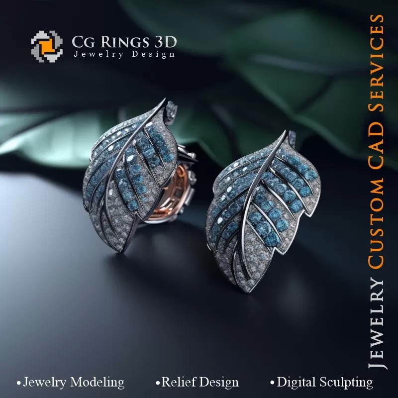 Gemelos Hoja - Joyería CAD 3D